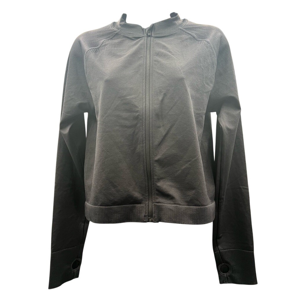 Joy lab‎ long sleeve Tee cropped full zip up black size XL. pit to pit 18 NWT